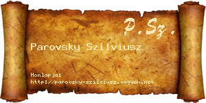 Parovsky Szilviusz névjegykártya